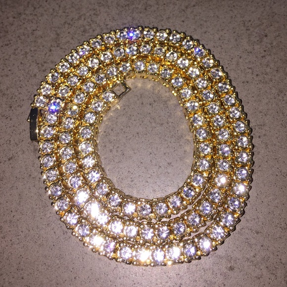 Modern Other - 24" Gold Plated Round CZ Iced Out Tennis Chain